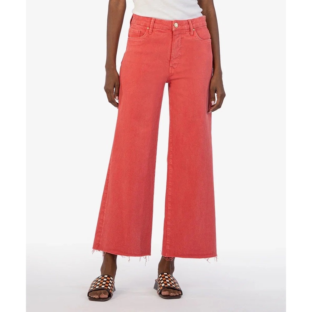 KUT from the Kloth Meg Red Jeans Wide Leg Pants Sz 10 Cotton
